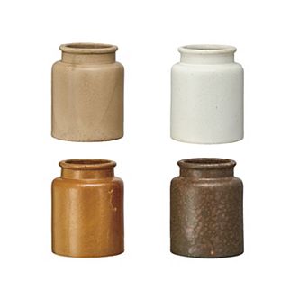 Hello Honey Rustic Reactive Glaze Stoneware Jars, Multicolor, Set of 4