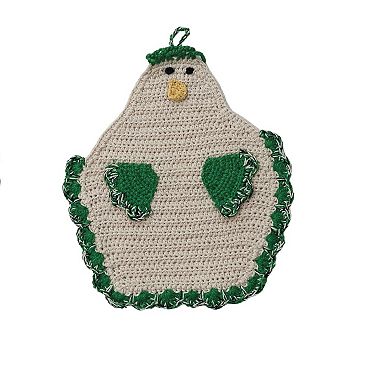 Hello Honey Cotton Crocheted Chicken Pot Holder, Multicolor, Set of 4