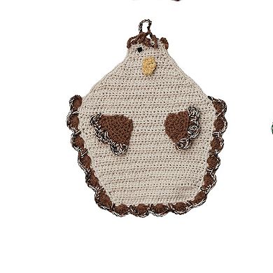 Hello Honey Cotton Crocheted Chicken Pot Holder, Multicolor, Set of 4