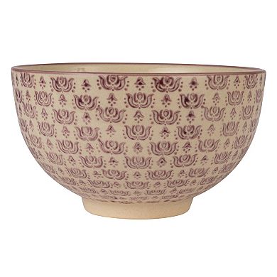 Hello Honey Floral Mosaic Stoneware Bowl Set, Multicolor, Set of 4