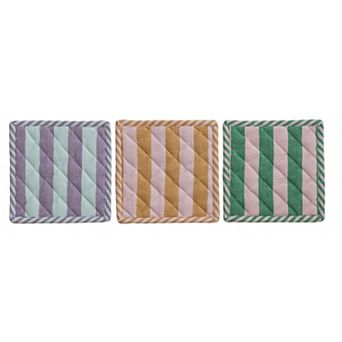 Hello Honey 3 pc Woven Cotton Striped Pot Holder Set, Multicolor