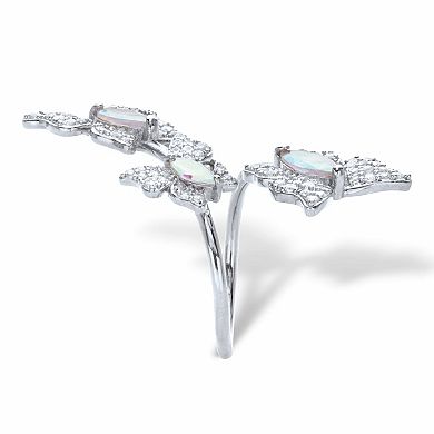 2.31 Cttw. Aurora Borealis Cubic Zirconia Platinum-Plated Butterfly Wrap Ring
