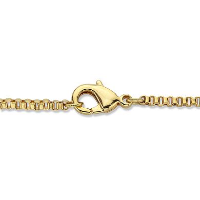 Men's Round Crystal Crucifix Cross Pendant and Chain Goldtone 24" Length