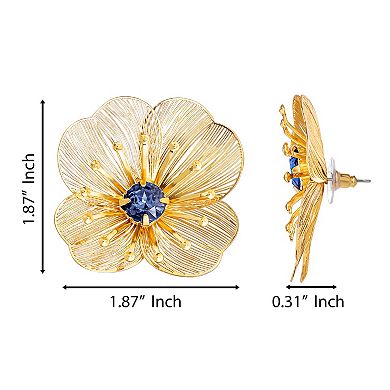 JS Jessica Simpson Gold-Tone Filigree Flower Earrings with Crystal Center