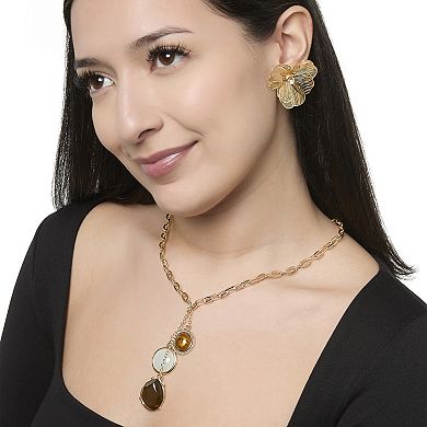 JS Jessica Simpson Textured Gold-Tone Petal Flower Stud Earrings