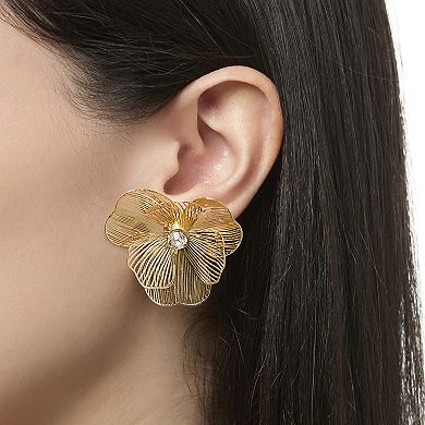 JS Jessica Simpson Textured Gold-Tone Petal Flower Stud Earrings