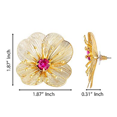 JS Jessica Simpson Gold-Tone Filigree Flower Earrings with Crystal Center