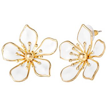 JS Jessica Simpson White Enamel Flower Earrings for Women