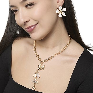 JS Jessica Simpson White Enamel Flower Earrings for Women