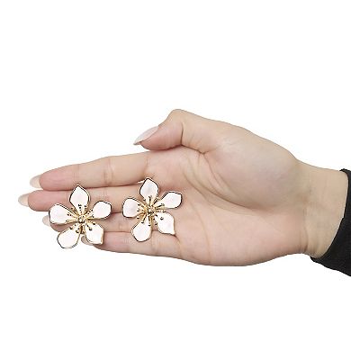 JS Jessica Simpson White Enamel Flower Earrings for Women