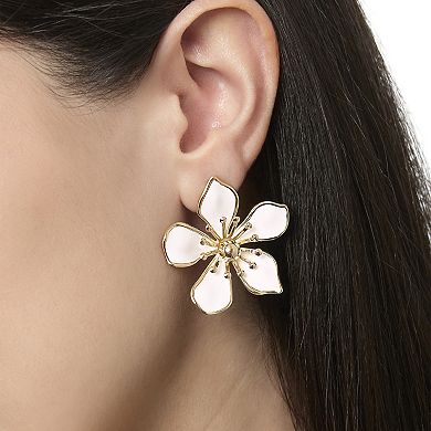 JS Jessica Simpson White Enamel Flower Earrings for Women