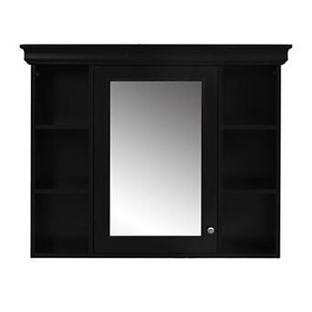 Merax Wall Mounted Bathroom Storage Cabinet with Mirror Door 6 Open Shelves Medicine Cabinet