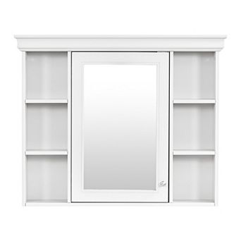 Merax Wall Mounted Bathroom Storage Cabinet with Mirror Door 6 Open Shelves Medicine Cabinet