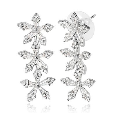 JS Jessica Simpson Crystal Snowflake Drop Earrings - Silver