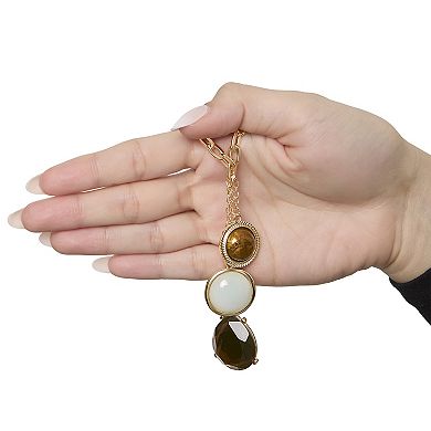 JS Jessica Simpson Resin Stone Dangle Pendant Necklace for Women, 18"+3"