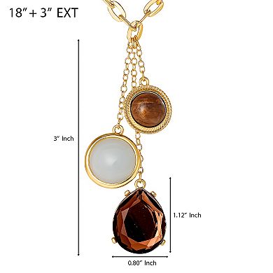 JS Jessica Simpson Resin Stone Dangle Pendant Necklace for Women, 18"+3"