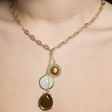 JS Jessica Simpson Resin Stone Dangle Pendant Necklace for Women, 18"+3"