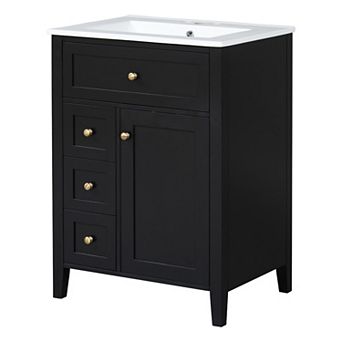 Merax 24" Bathroom Vanity with Sink 3 Drawers & Adjustable Shelf Cabinet