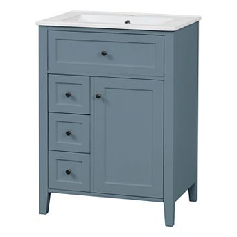 Merax 24" Bathroom Vanity with Sink 3 Drawers & Adjustable Shelf Cabinet
