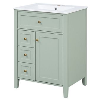 Merax 24" Bathroom Vanity with Sink 3 Drawers & Adjustable Shelf Cabinet