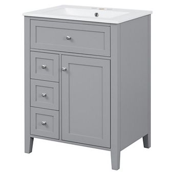 Merax 24" Bathroom Vanity with Sink 3 Drawers & Adjustable Shelf Cabinet