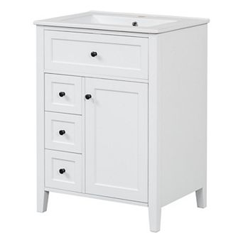 Merax 24" Bathroom Vanity with Sink 3 Drawers & Adjustable Shelf Cabinet