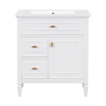 Merax 30" Bathroom Vanity with Sink - Solid Wood & MDF, Adjustable Shelf