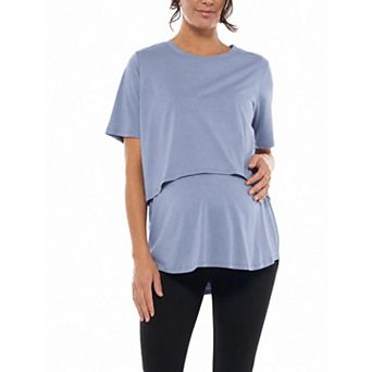 Women's Maternity Crewneck Short Sleeve Nursing T Shirt Multifunctional Top