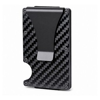 Mens RFID Blocking Carbon Fiber Wallet Slim Money Clip Card Holder