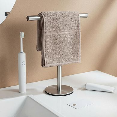 Standing Bath Hand Towel Holder SUS304 Stainless Steel Brushed Finish Multipurpose Countertop Rack