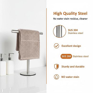 Standing Bath Hand Towel Holder SUS304 Stainless Steel Brushed Finish Multipurpose Countertop Rack