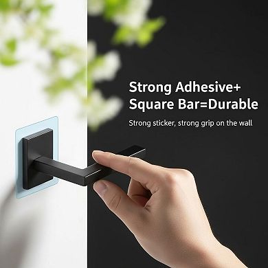 Self Adhesive Hand Towel Holder 2 Pack Wall Mounted Black Bathroom Kitchen