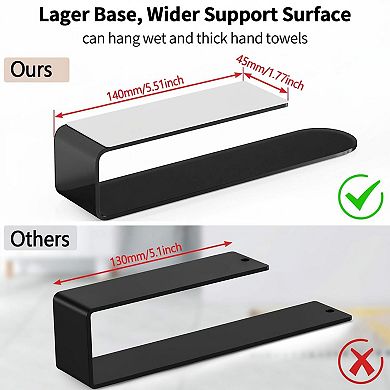 Self Adhesive Hand Towel Holder 2 Pack Wall Mounted Black Bathroom Kitchen