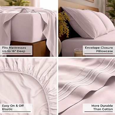 Queen Sheets Set 4Pc Microfiber Luxury Soft Wrinkle Resistant