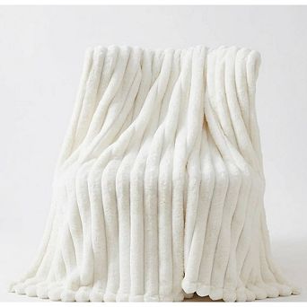 Throw Blanket Soft Warm Lightweight Ribbed Cozy Home Decor Blanket