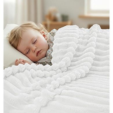 Throw Blanket Soft Warm Lightweight Ribbed Cozy Home Decor Blanket