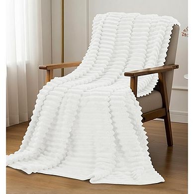 Throw Blanket Soft Warm Lightweight Ribbed Cozy Home Decor Blanket