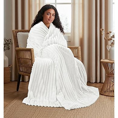 Throw Blanket Soft Warm Lightweight Ribbed Cozy Home Decor Blanket