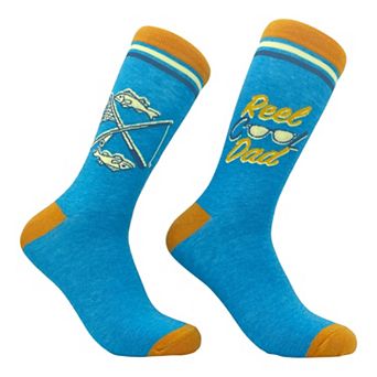 Men's Reel Cool Dad Socks Funny Fathers Day Fishing Hilarious Saying Footwear