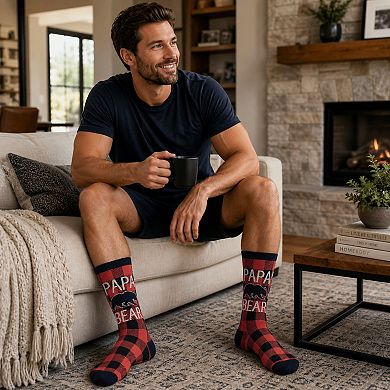 Men's Papa Bear Socks Funny Father's Day Forest Grizzly Footwear