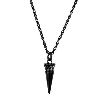 Alamode Black Ion Plating Brass Hematite Spiked Necklace & Pendant