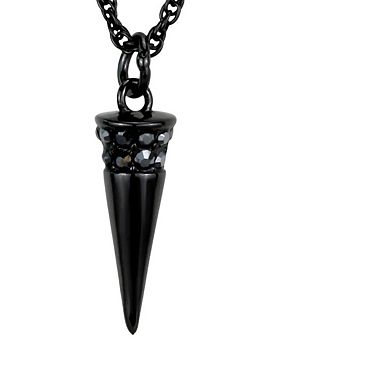 Alamode Black Ion Plating Brass Hematite Spiked Necklace & Pendant