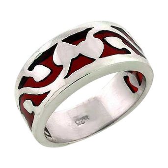 Alamode 925 Sterling Silver Epoxy Abstract Ring