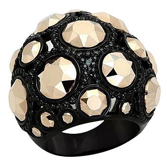 Alamode Black Ion Plating Crystal Domed Ring