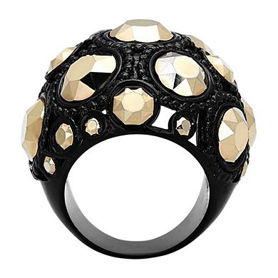 Alamode Black Ion Plating Crystal Domed Ring