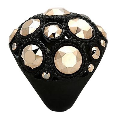 Alamode Black Ion Plating Crystal Domed Ring