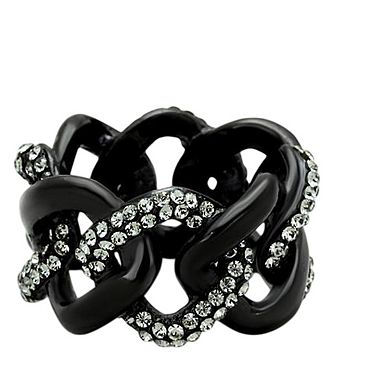 Alamode Black Ion Plating Crystal Chain Ring
