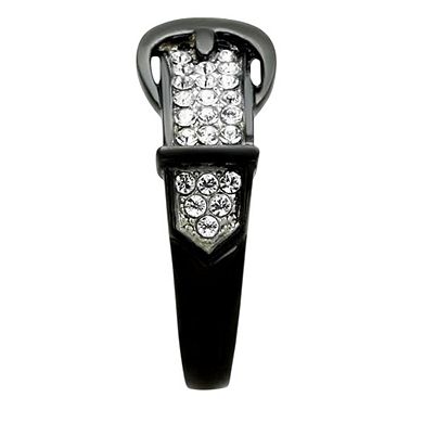 Alamode Black Ion Plating Crystal Buckle Ring