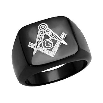 Alamode Black Ion Plating Compass Ring