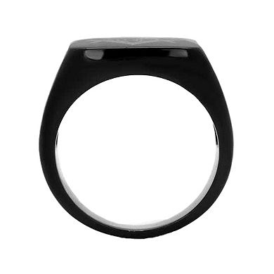 Alamode Black Ion Plating Compass Ring